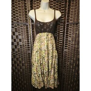 Free People Maxi Dress Crochet Lace Brown Boho Beachy Festival